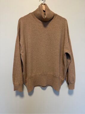 100% Wool Soaked Studio Women’s Camel Color Turtleneck Sweater